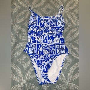 Time and Tru One Piece Blue and White Swimwear